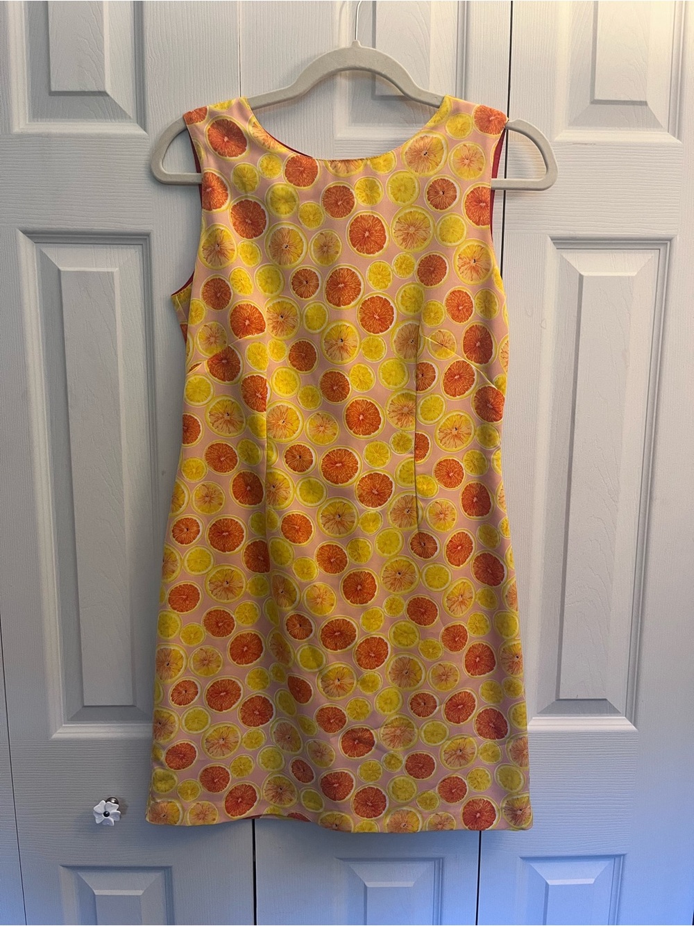 Sleeveless Citrus Print Shift Dress - Yellow & Orange